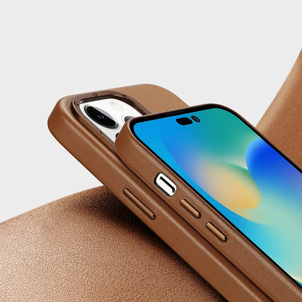 Mbështjellës Dux Ducis Grit për iPhone 14 Pro Max, eco leather, MagSafe, Kafe - 9