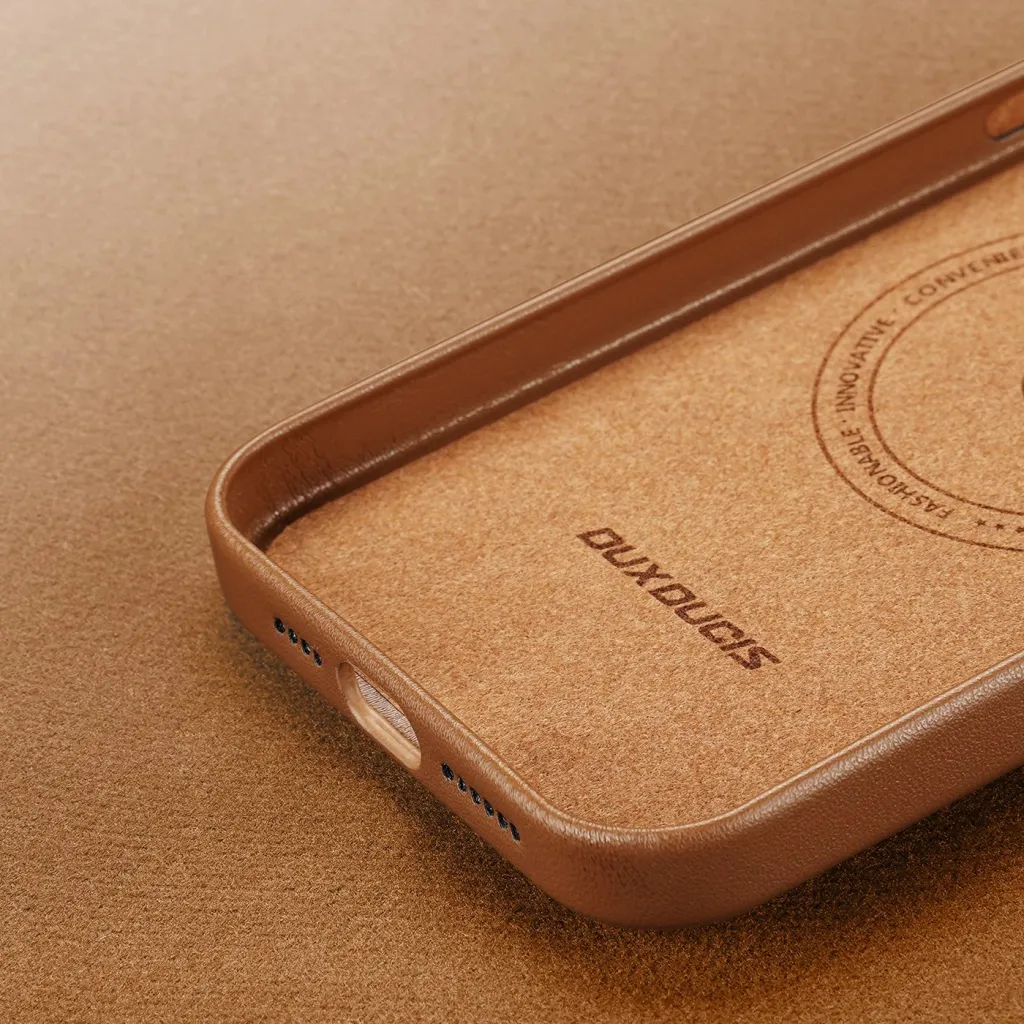 Mbështjellës Dux Ducis Grit për iPhone 14 Pro Max, eco leather, MagSafe, Kafe - 10
