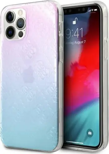 Mbështjellës Guess 4G 3D Pattern për iPhone 12 Pro Max, 6.7", blu/rozë