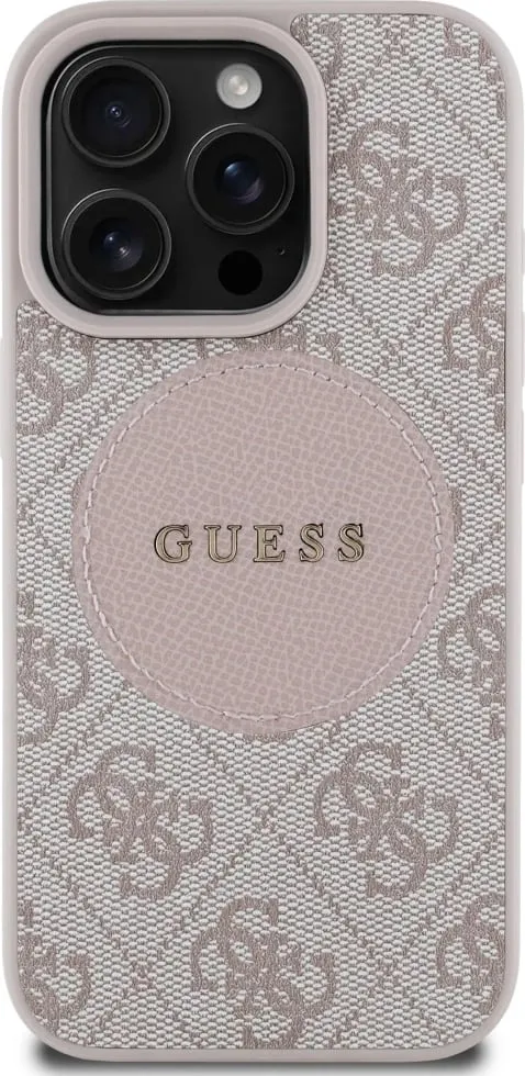 Mbështjellës Guess 4G Circle Classic Logo MagSafe për iPhone 16 Pro, Rozë - 3