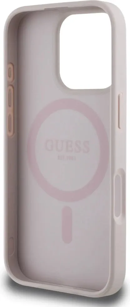 Mbështjellës Guess 4G Circle Classic Logo MagSafe për iPhone 16 Pro, Rozë - 7