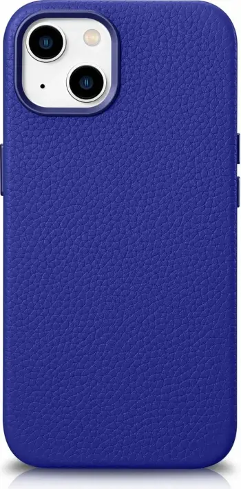 Mbështjellës iCarer Litchi Premium për iPhone 14 me MagSafe, Lëkurë, Blu e errët