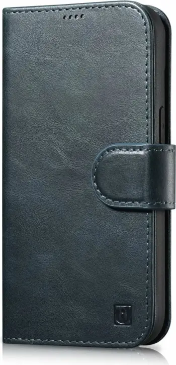 Mbështjellës iCarer Oil Wax Wallet Case 2in1 për iPhone 14 Pro, lëkurë, Anti-RFID, Blu