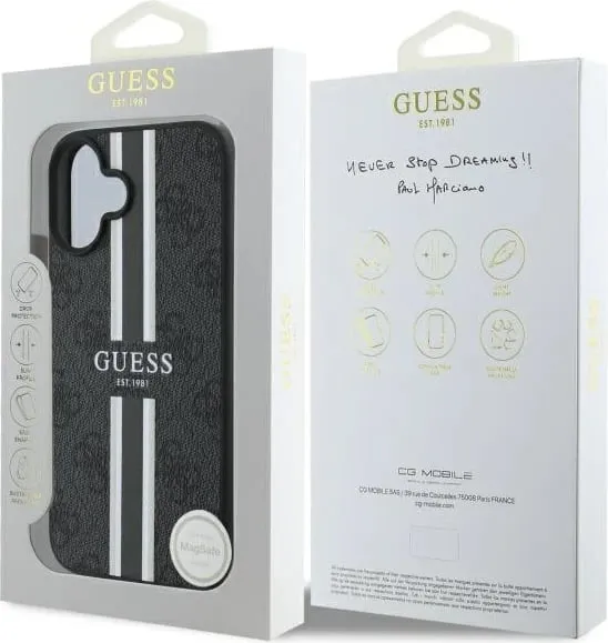 Mbështjellës Guess 4G Printed Stripes MagSafe për iPhone 16, zi - 2