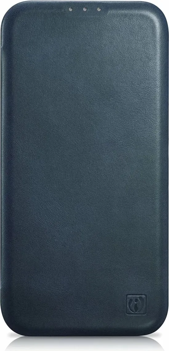 Mbështjellës iCarer Oil Wax Premium Leather Folio për iPhone 14 Pro Max, MagSafe, Kaltër - 2