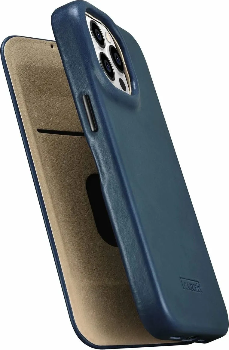 Mbështjellës iCarer Oil Wax Premium Leather Folio për iPhone 14 Pro Max, MagSafe, Kaltër - 9