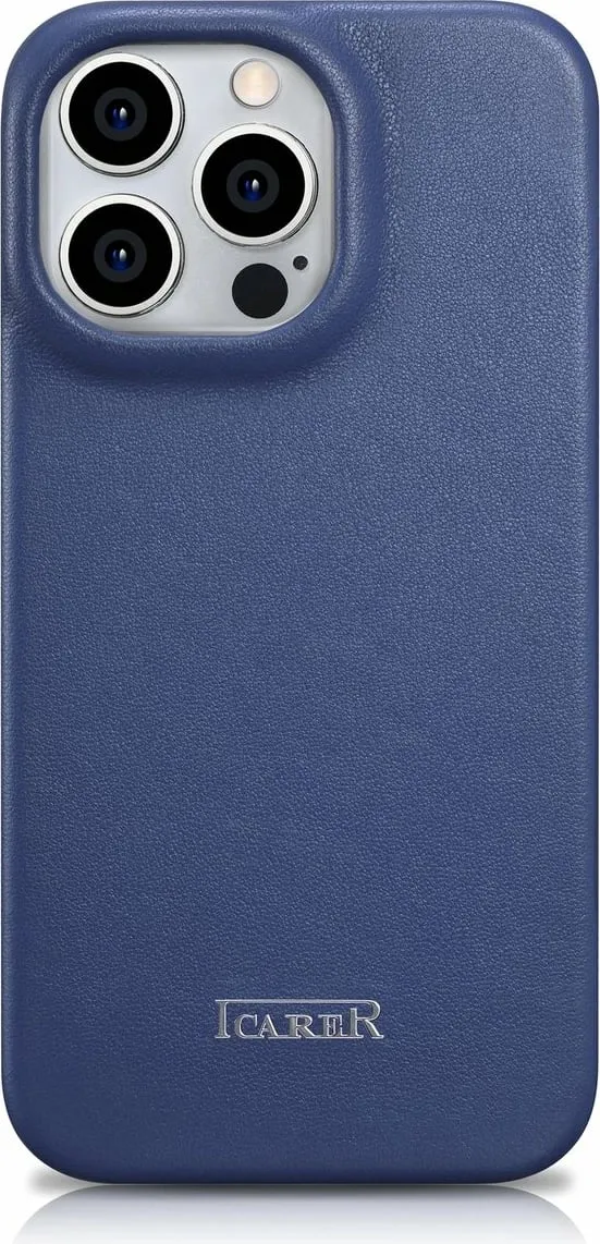 Mbështjellës iCarer CE Premium lëkurë folio për iPhone 14 Pro, MagSafe, Blu - 3