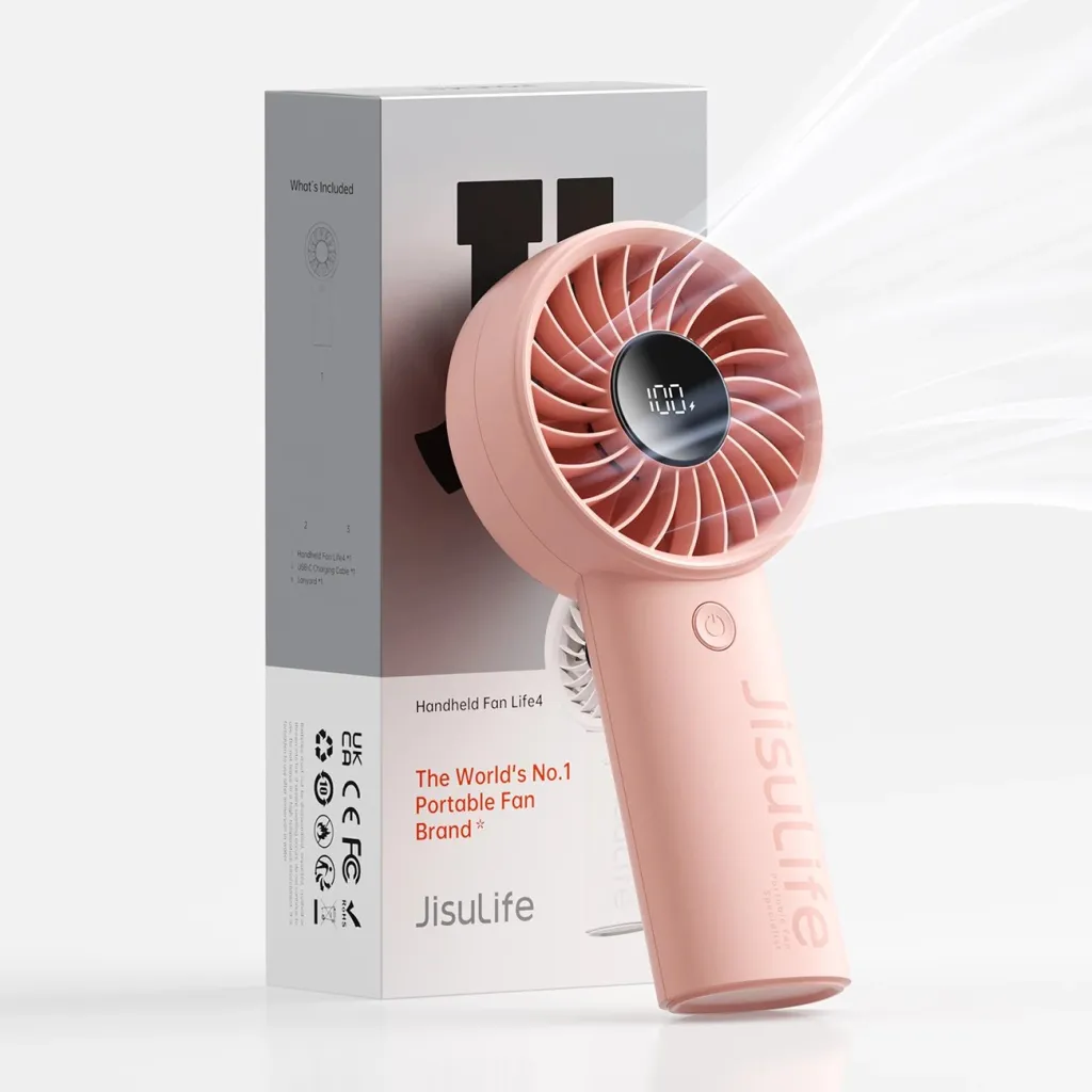 Ventilator dore Jisulife Life4, 5000mAh, USB-C, Rozë - 11