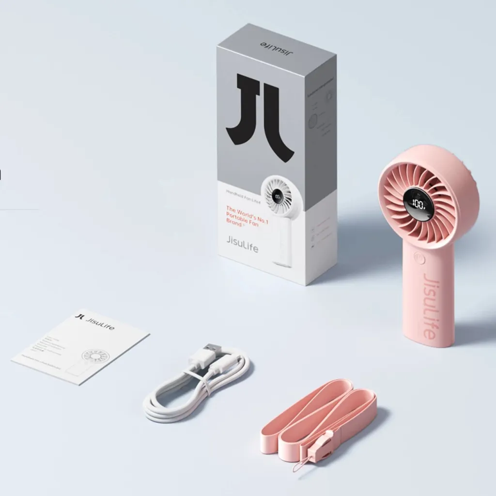Ventilator dore Jisulife Life4, 5000mAh, USB-C, Rozë - 10