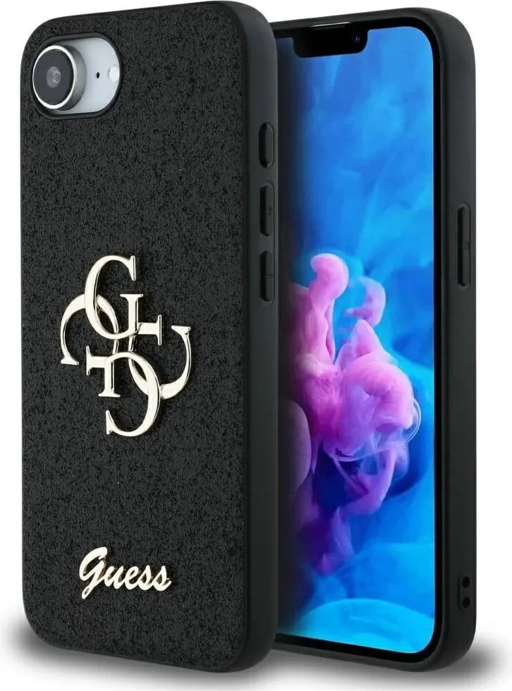 Mbështjellës Guess Fixed Glitter Big 4G për iPhone 16e, i zi - 1