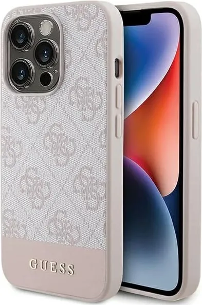 Mbështjellës Guess 4G Stripe për iPhone 15 Pro, Rozë - 1