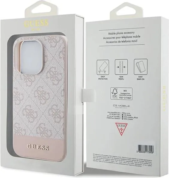 Mbështjellës Guess 4G Stripe për iPhone 15 Pro, Rozë - 2