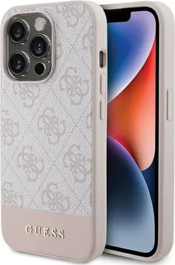 Mbështjellës Guess 4G Stripe për iPhone 15 Pro, Rozë