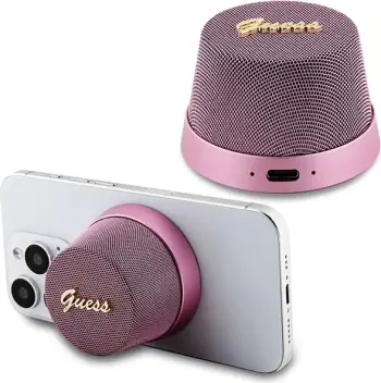 Altoparlant Bluetooth Guess Magnetic Script Metal, MagSafe, 1200mAh, Rozë