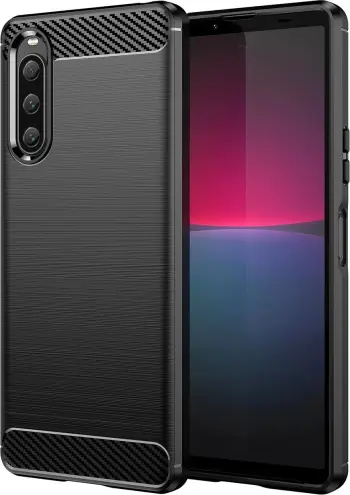 Mbështjellës Hurtel Carbon Case për Sony Xperia 10 V, TPU, i zi