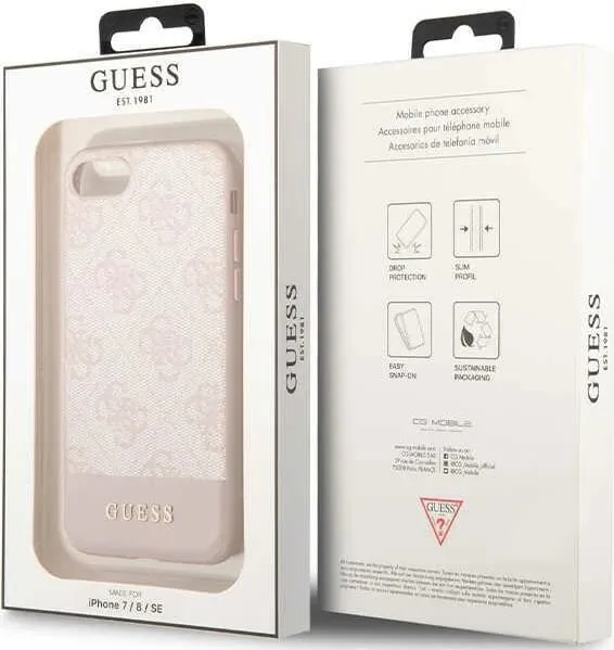 Mbështjellës Guess 4G Stripe për iPhone 7/8/SE 2020/2022, Rozë, Hardcase - 3