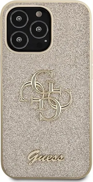 Mbështjellës Guess Glitter Script Big 4G për iPhone 13 Pro Max 6.7", Ari - 2