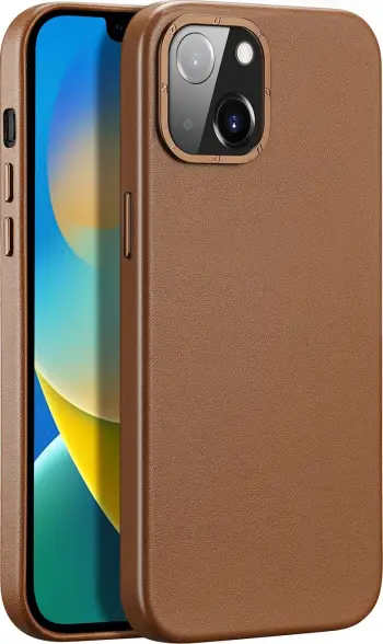 Mbështjellës Dux Ducis Grit për iPhone 14, lëkurë ekologjike, MagSafe, Kafe