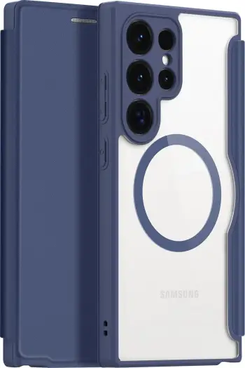 Mbështjellës Dux Ducis Skin X Pro për Samsung Galaxy S24 Ultra me unazë magnetike dhe kapak, Blu