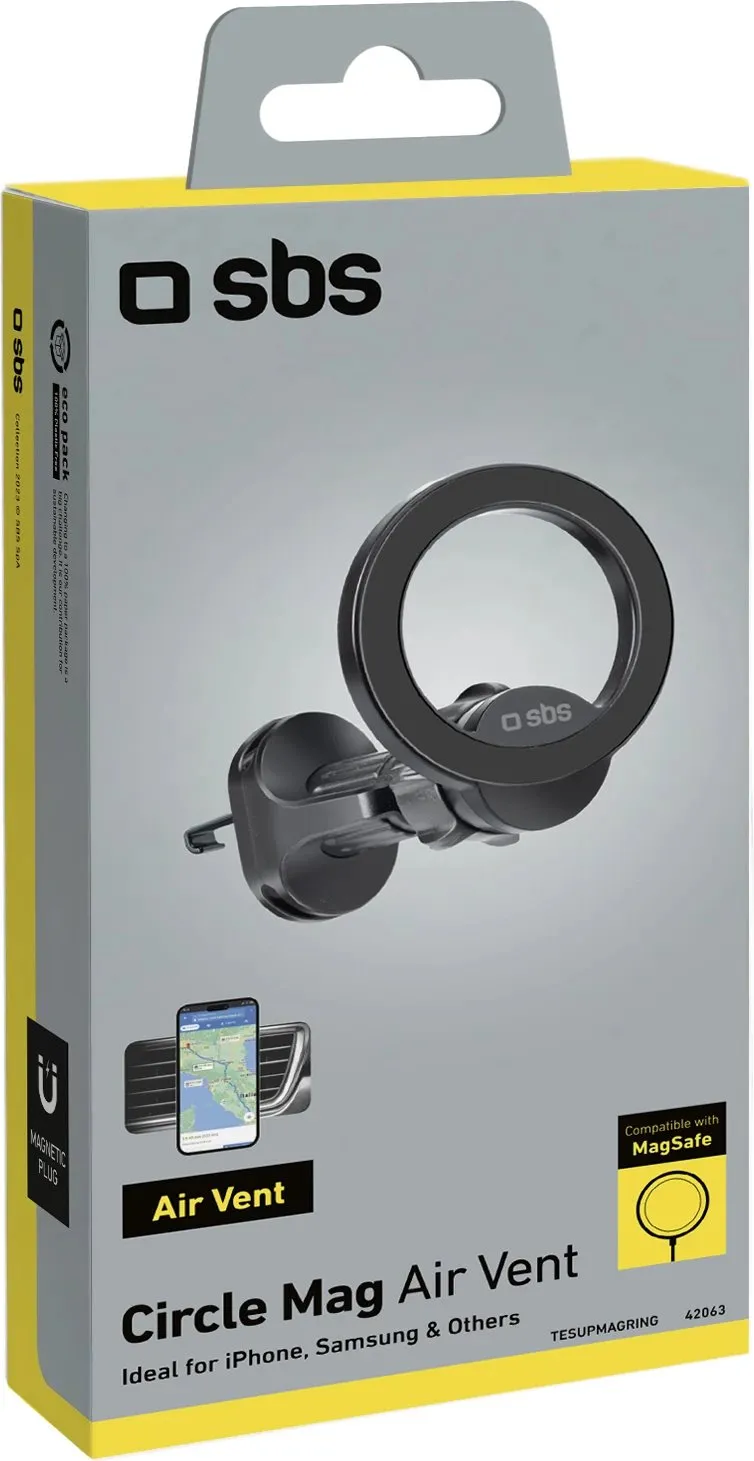 Mbajtës magnetik për celular SBS TESUPMAGRING, për grilë ventilimi, MagSafe, i zi - 2
