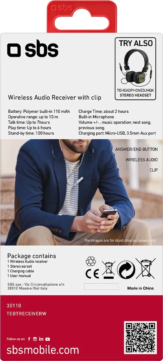 Adapter Bluetooth SBS TEBTRECEIVERW me kufje stereo, i bardhë - 4