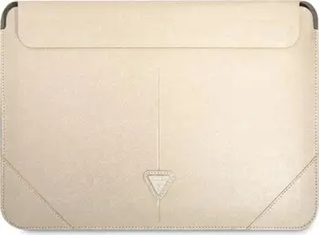 Mbështjellës laptopi Guess Saffiano Triangle Logo, 16", Bezhe