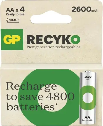 Bateri rikarikueshme GP ReCyko GPRHC272E044, AA, 2600mAh, set 4 copë
