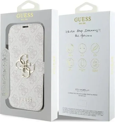 Mbështjellës Guess 4G Metal Logo për iPhone 16 Pro Max, Rozë - 4