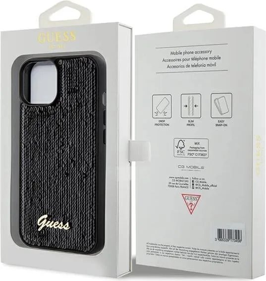 Mbështjellës Guess Sequin Script Metal për iPhone 13/14/15, i zi - 5