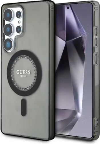 Mbështjellës Guess për Samsung Galaxy S25 Ultra, MagSafe, i zi, me rhinestones