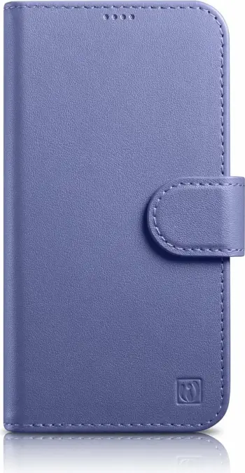 Mbështjellës iCarer Wallet Case 2in1 për iPhone 14 Plus, lëkurë natyrale, Anti-RFID, Vjollcë e çelët