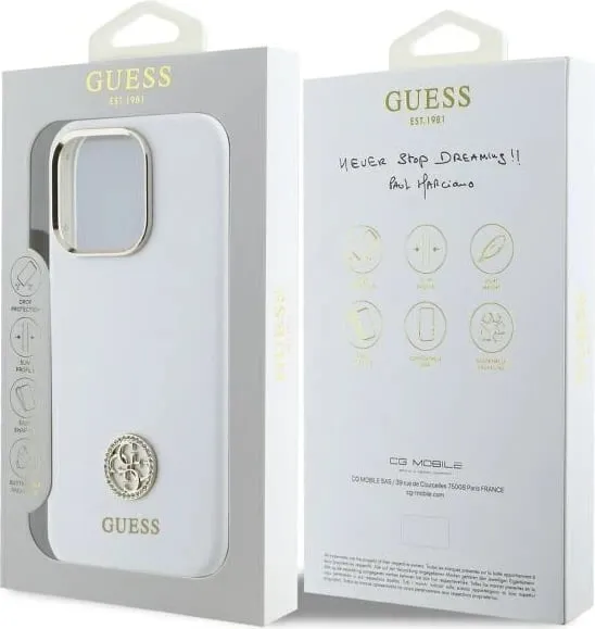 Mbështjellës Guess Silicone Logo Strass 4G për iPhone 16 Pro Max, Bardhë - 2