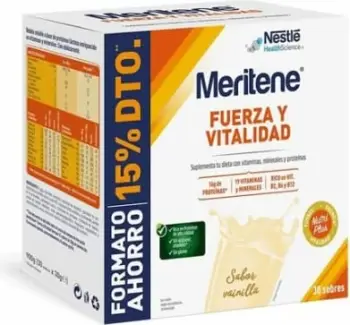 Supplement ushqimor Meritene Strength and Vitality, 30 qese, shije vanilje