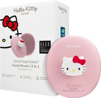 Brushë pastrimi fytyre 3-në-1 Geske me dorezë, Hello Kitty, me aplikacion, rozë