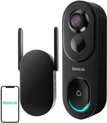 Video interfon Botslab R810, 5MP, kënd 360°, IP66, 5200 mAh, i zi
