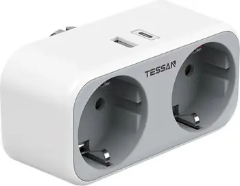 Kasë Tessan TS-WS02DE00, 2 dalje AC, 1x USB-A, 1x USB-C, Bardhë