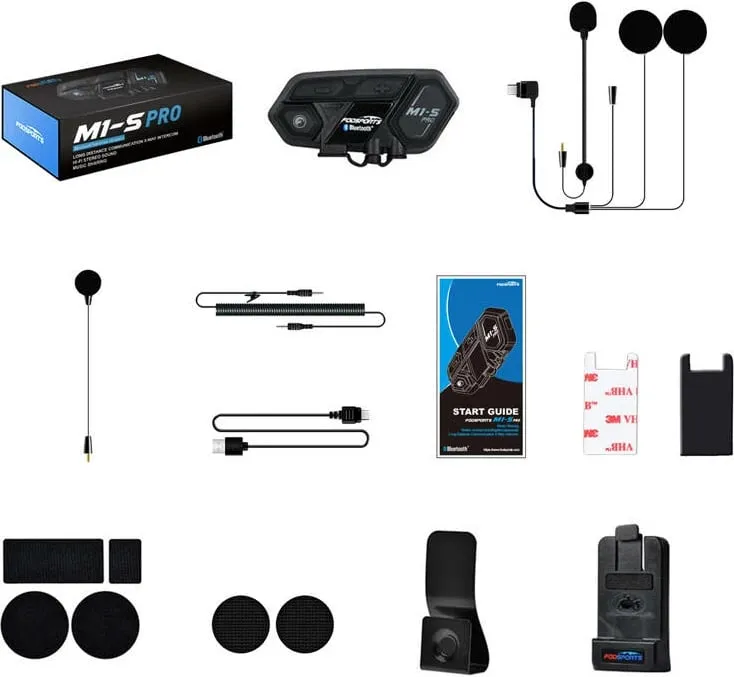 Interkom për motoçikletë Fodsports M1-S Pro, Bluetooth, i zi - 3