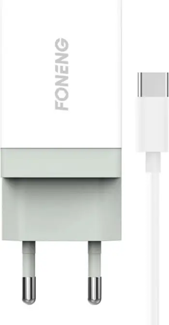 Karikues i shpejtë Foneng K210 me 1x USB, kabllo USB Type-C 1m, Bardhë