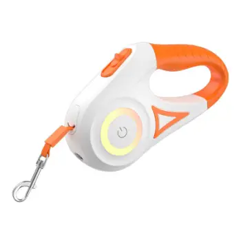 Litar automatik për qen Rojeco RQYS-04, 5m, me LED, portokalli dhe bardhë