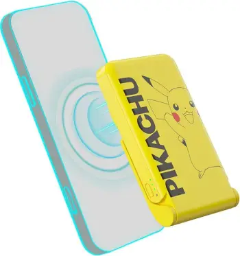Powerbank magnetik OTL PK1191, 5000 mAh, USB-C 15W, Pikachu, verdhë me mbajtëse