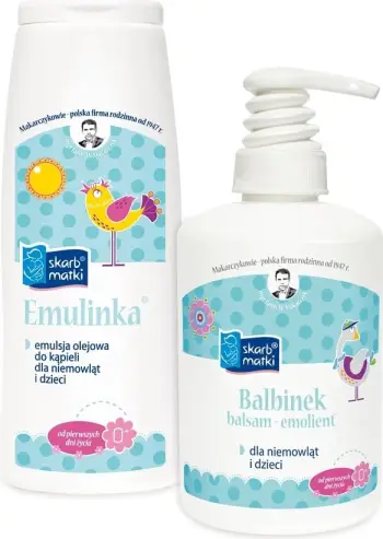 Set për trup Skarb Matki Emulinka Oil Bath Emulsion + Balbinek Emollient Balm për fëmijë 250ml + 250ml