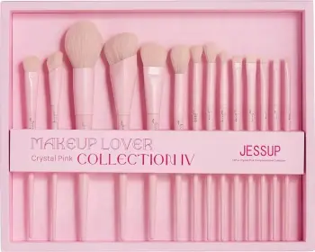 Set furçash për grim JESSUP Crystal Pink Collection IV T495 për femra, 14 copë, rozë