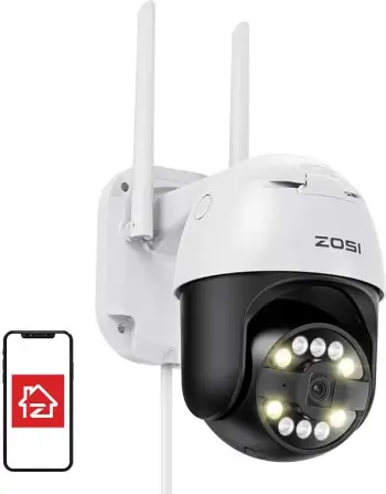Kamerë IP ZOSI C296, 8MP, WiFi, Pan/Tilt, IP66, me kartelë 32GB, e bardhë