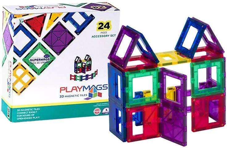 Set magnetik lodrash Playmags 3D, 24 pjesë, shumëngjyrëshe - 1