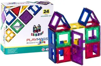 Set magnetik lodrash Playmags 3D, 24 pjesë, shumëngjyrëshe