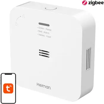 Detektor monoksidi karboni Heiman WS-720ES, smart WiFi, Tuya, i bardhë