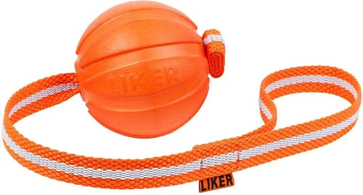 Lodër për qen Collar Liker Line, top me litar 7 cm, portokalli - 1