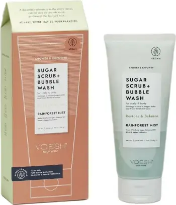 Scrub dhe Bubble Wash për trup dhe skalp VOESH Rainforest Mist për femra, 210g