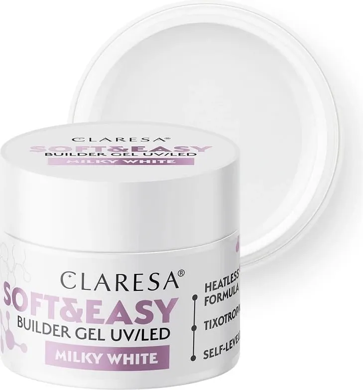 Xhel ndërtues për thonj Claresa Soft&Easy Builder Gel për femra Milky White 90g - 1