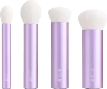 Set furçash për fytyrë JESSUP Luxury Purple Kabuki për femra, 4 copë, vjollcë